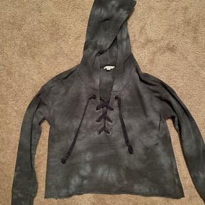 American Eagle tie-dye cropped, lace up, sweatshirt